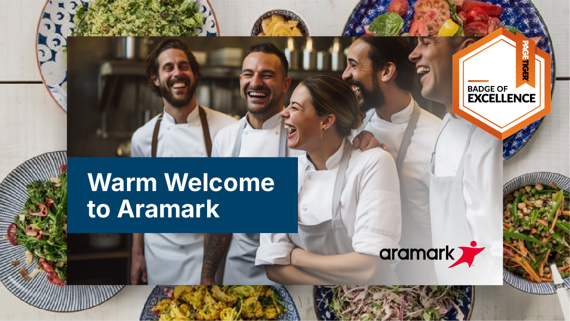 Aramark's onboarding document, created using PageTiger, was recognised with a Badge of Excellence for its quality and impact on new starter experience.