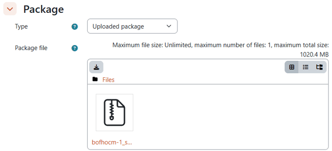SCORM - Upload SCORM package v1