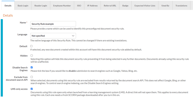 SecurityRules General Settings v1