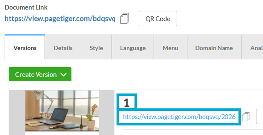 Version URL and name