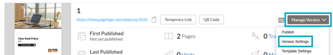 Version URL version settings